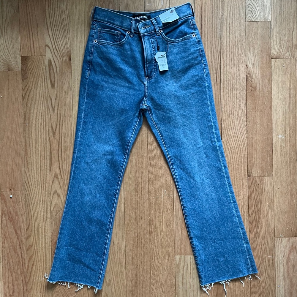 Express cropped flare high rise jeans